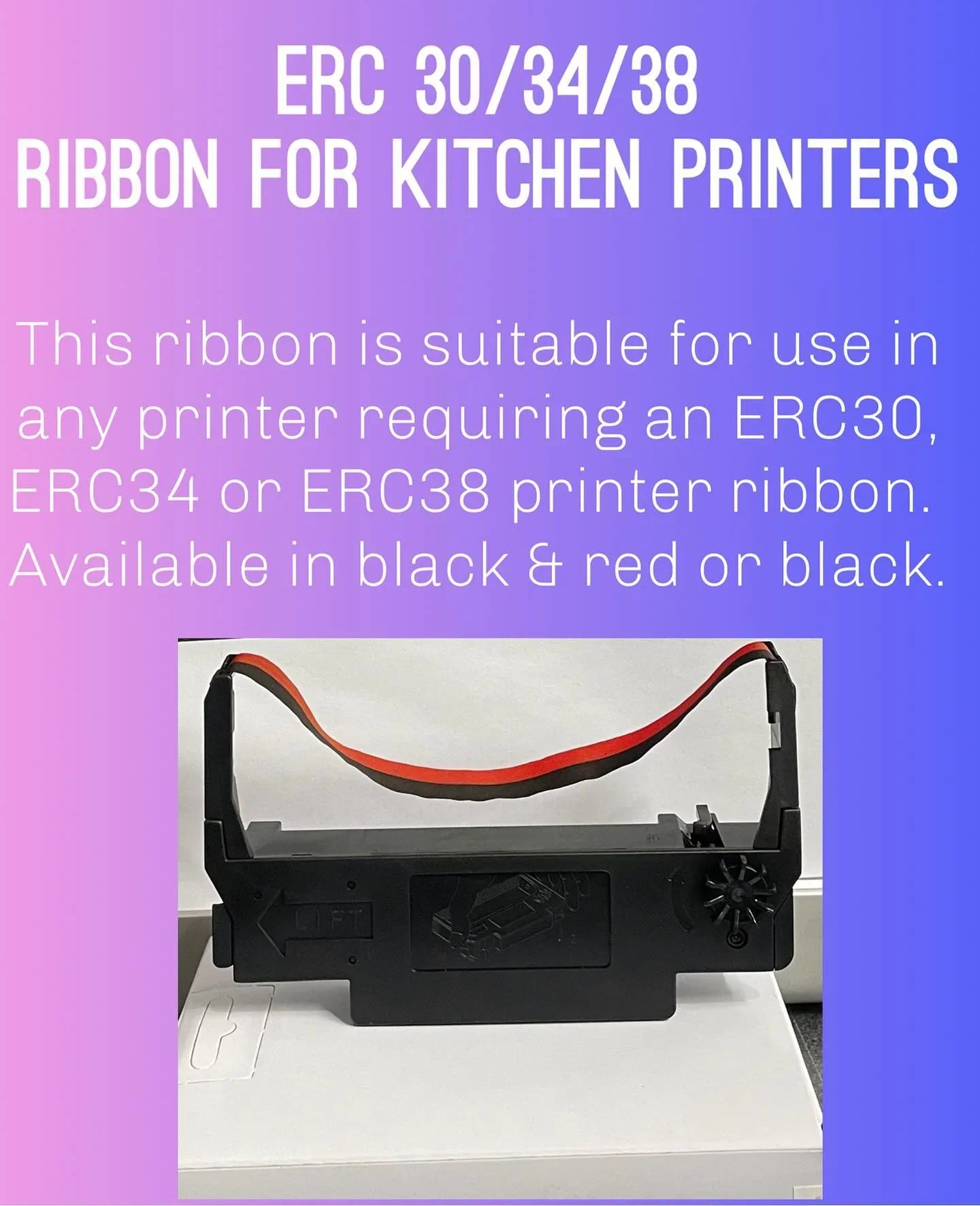 ERC-30/34/38 Black & Red Ribbon Cartridge - Cartridge Universe Whitsundays