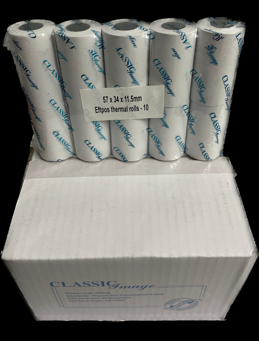 57 X 34 X 11.5mm Eftpos Rolls - 10 pack - Cartridge Universe Whitsundays