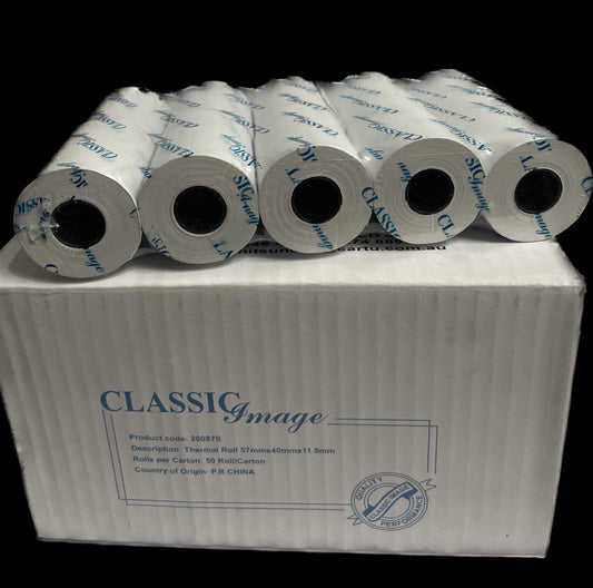 57 x 40 x 11.5mm Thermal Eftpos Rolls-Box 50 - Cartridge Universe Whitsundays