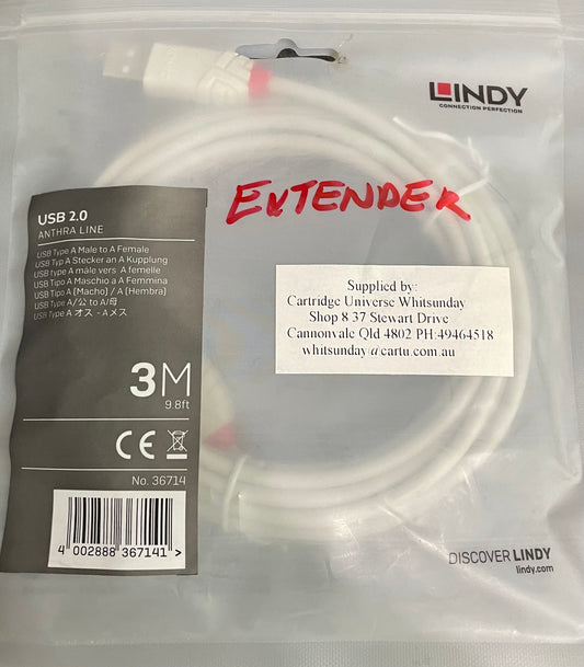 3 Metre USB-A 2.0 Extension Cable - Cartridge Universe Whitsundays