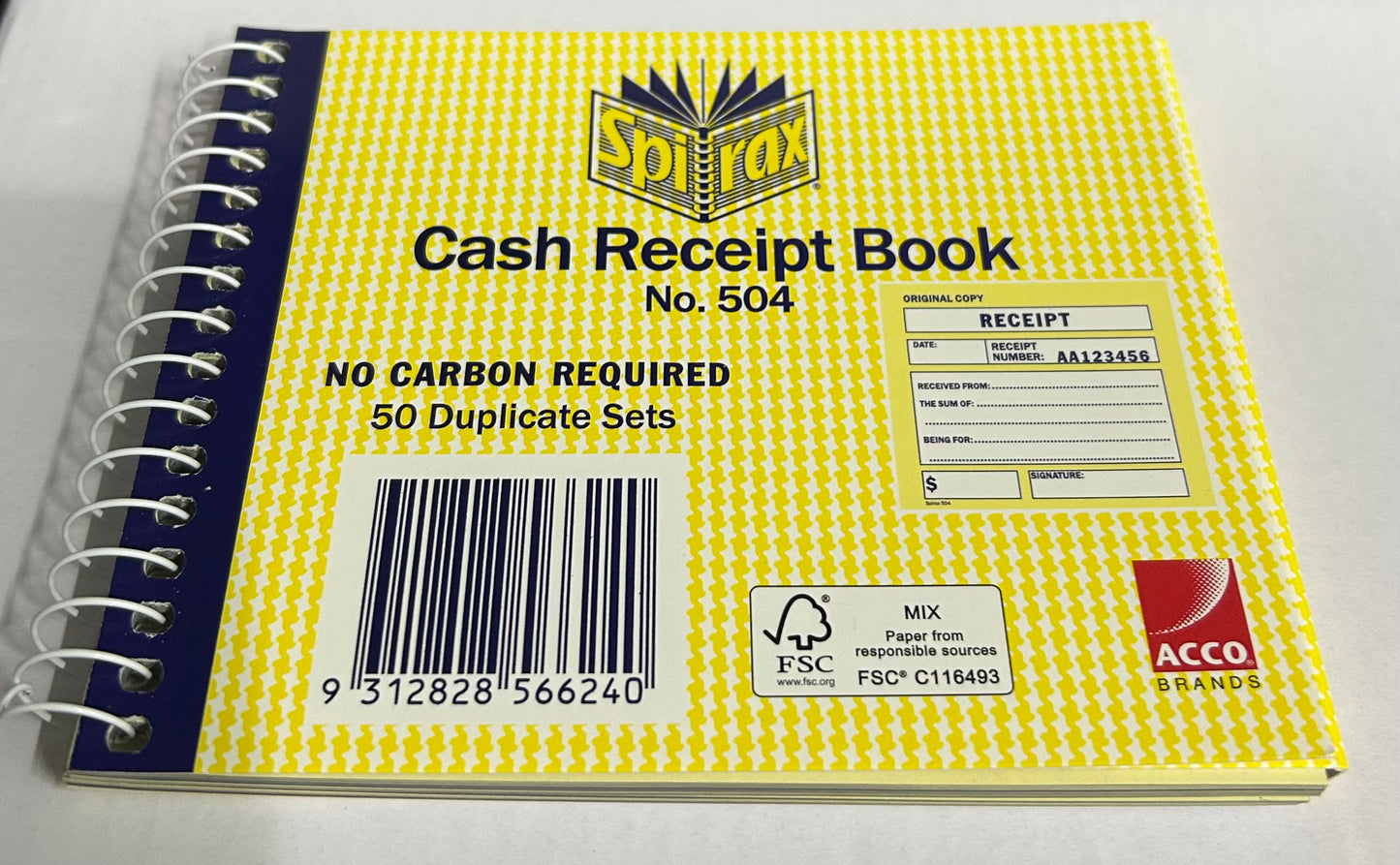 SPIRAX 504 Cash Receipt Book - Cartridge Universe Whitsundays
