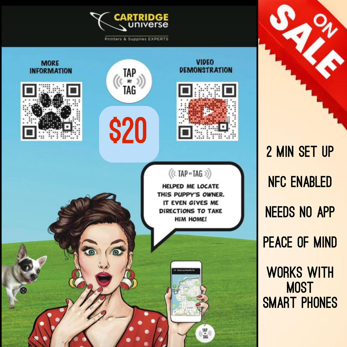 CLEARANCE- TapMyTag Pet Tags - Cartridge Universe Whitsundays