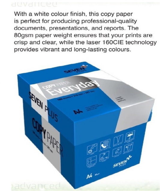 SEVEN PLUS A4 Copy Paper-Box of 5 Reams - Cartridge Universe Whitsundays