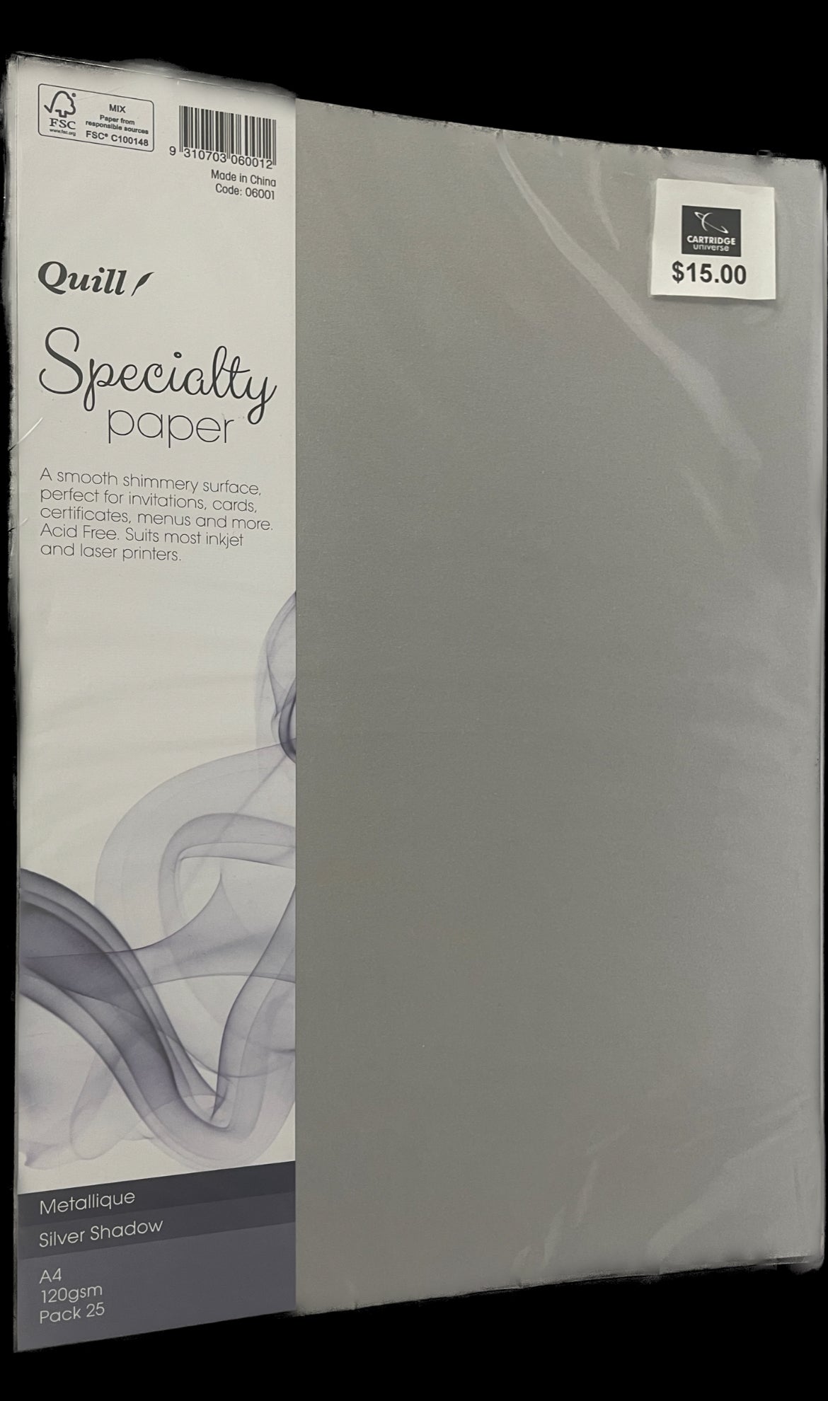 Quill A4 Metallique Silver Shadow Paper120gsm Paper 25 Pack - Cartridge Universe Whitsundays