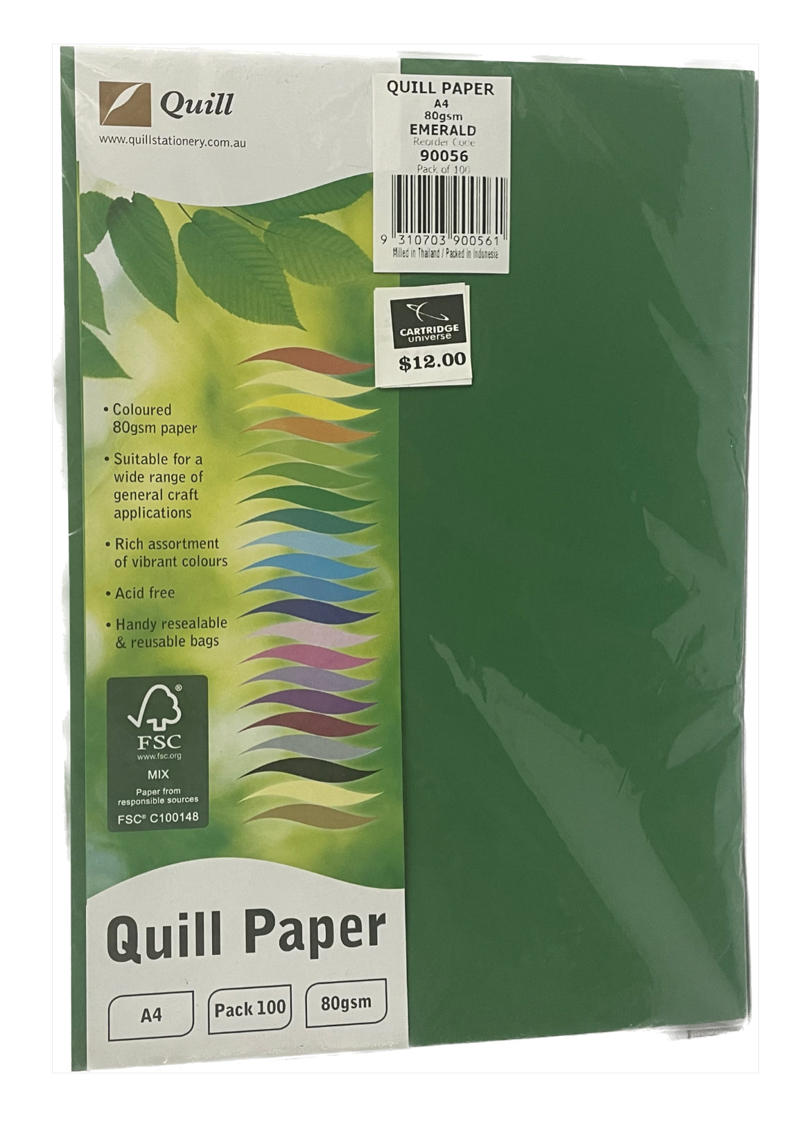 Paper 80gsm Quill A4 100 sheets - Emerald - Cartridge Universe Whitsundays