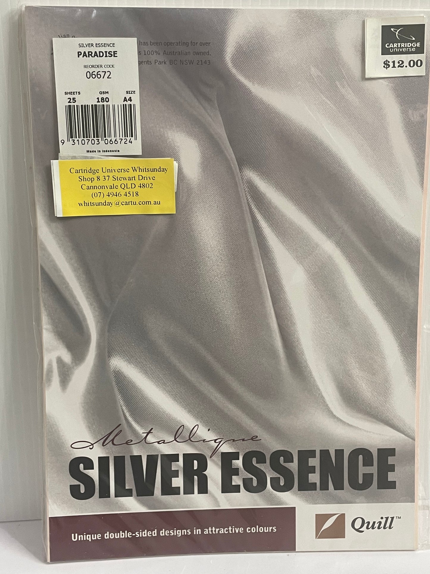 Quill A4 Metallique Silver Essence "Paradise" Paper 180gsm 25 Pack