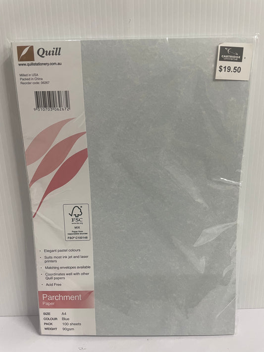A4 Copy Paper 90 gsm Quill 100 sheets - Parchment Blue - Cartridge Universe Whitsundays
