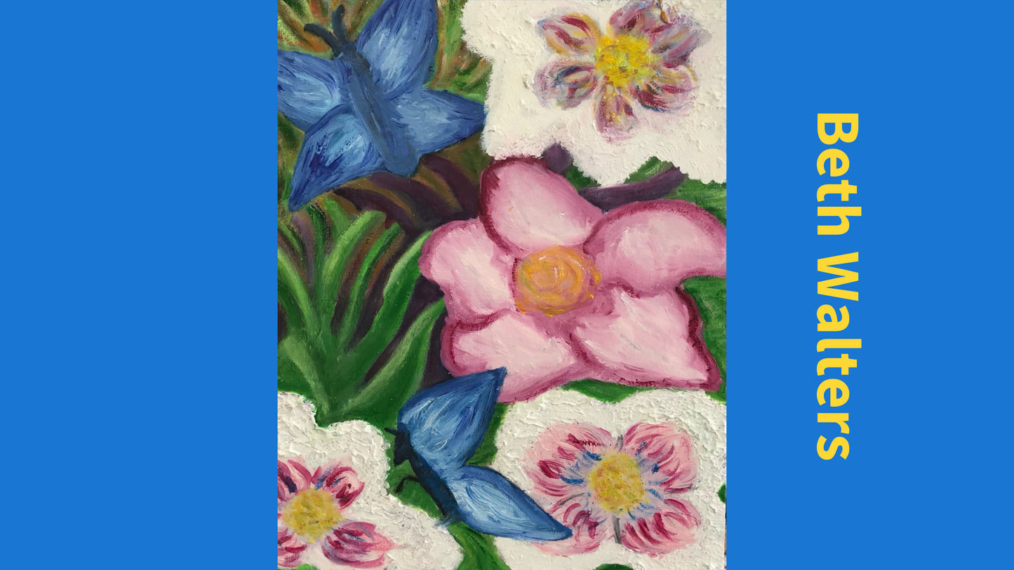 12 oz Mug: "Butterflies and Flowers" Design by Beth Walters