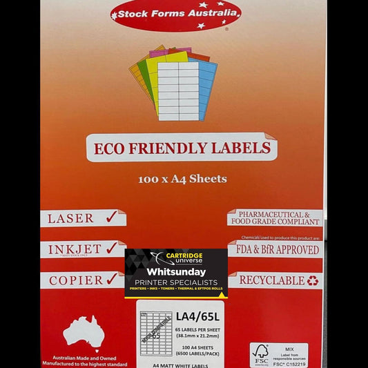 Eco Friendly Labels LA4/64L 100 x A4  38.1mm x 21.2mm