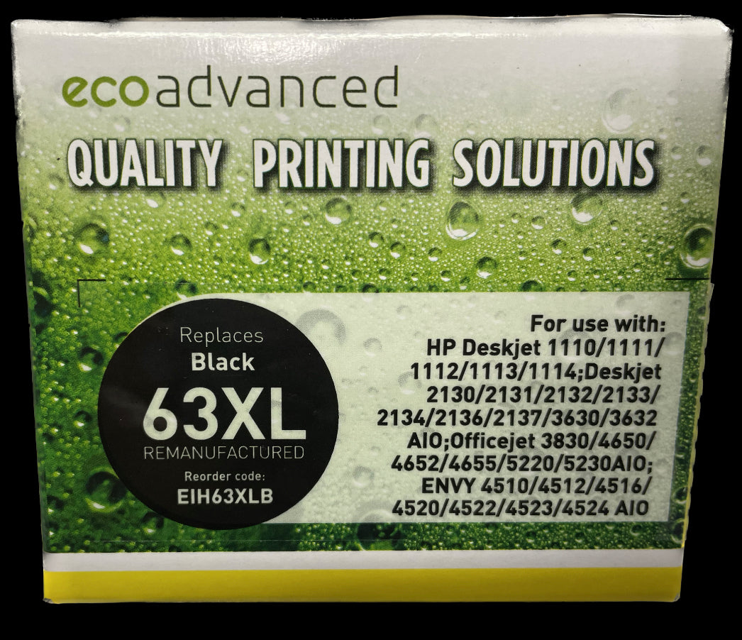 Eco Advanced Remanufactured HP 63 XL Black Ink Cartridge