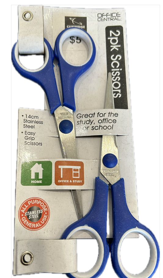 Office Central 14cm scissors X2 pack