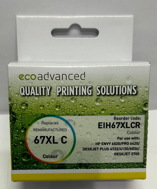 REMANUFACTURED HP 67 XL COLOUR INK CARTRIDGE