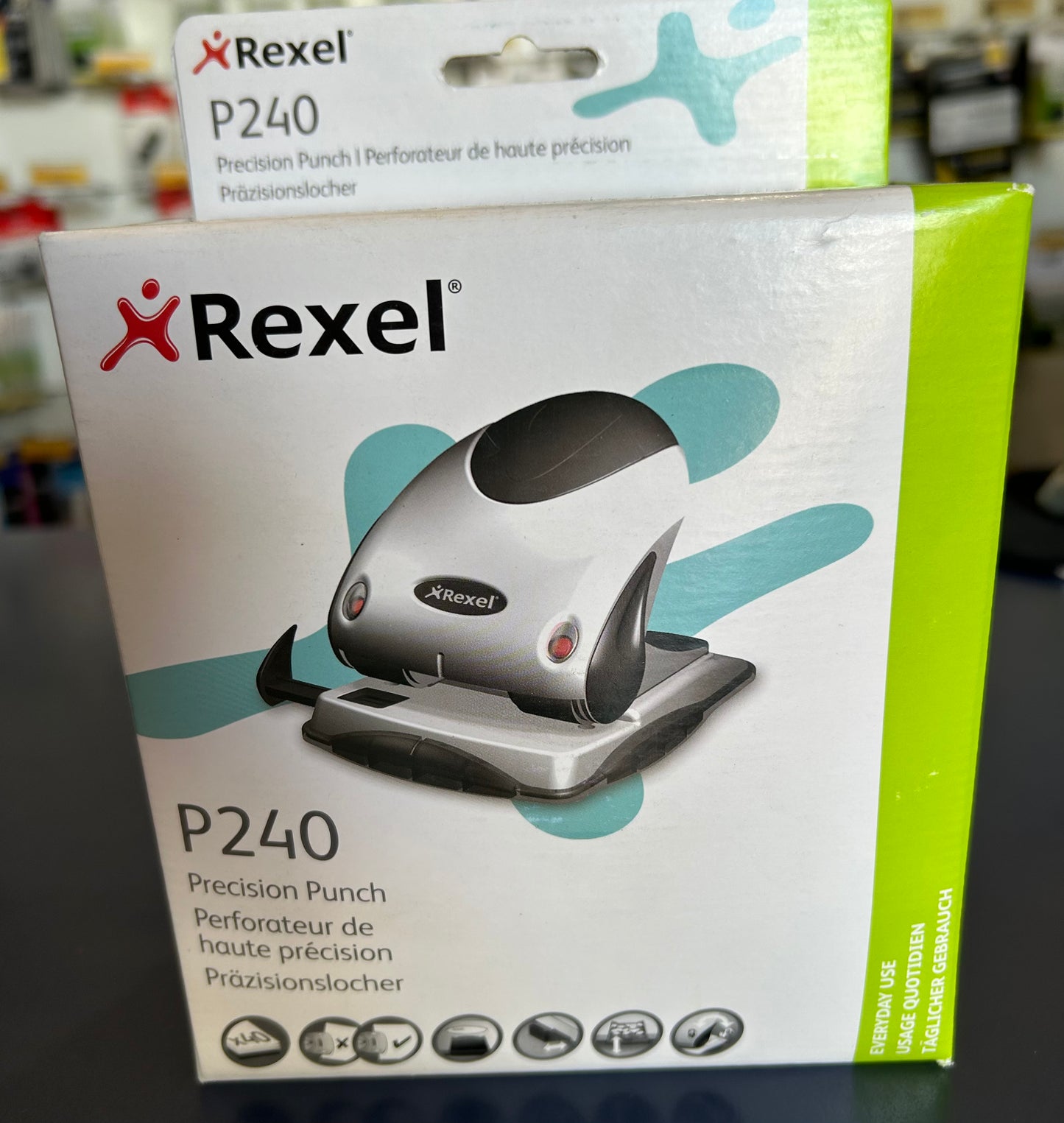 Rexel P240 Precision Punch- 2 hole-40 sheet Silver/Blk