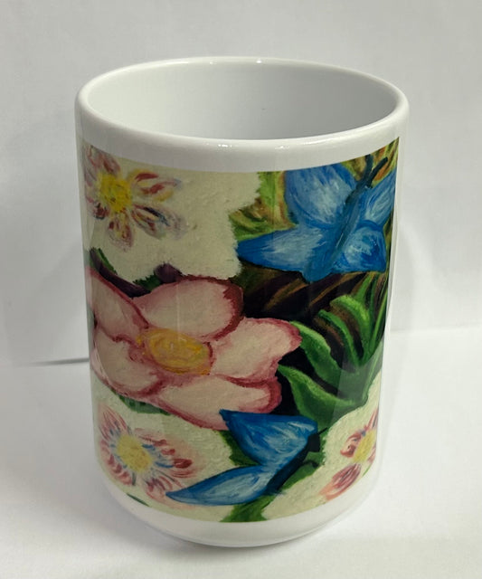 12 oz Mug: "Butterflies and Flowers" Design by Beth Walters