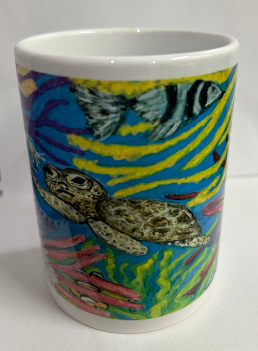 12 oz Mug: "Keep On Swimming" Design by Beth Walters