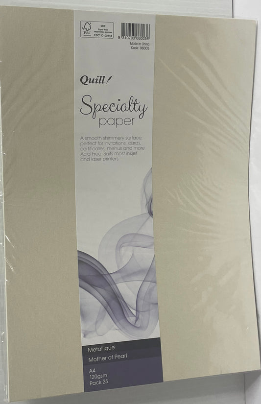 Paper 120 gsm Quill A4 25 sheets - Metalique "Mother of Pearl"