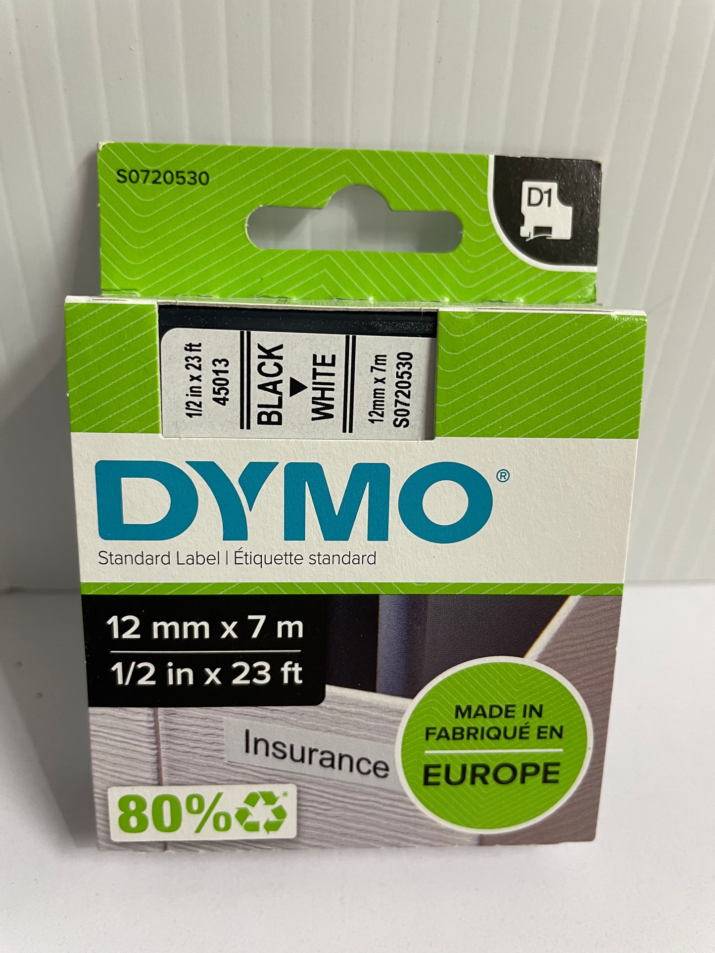 DYMO D1 Label Tape Black on White S0720530