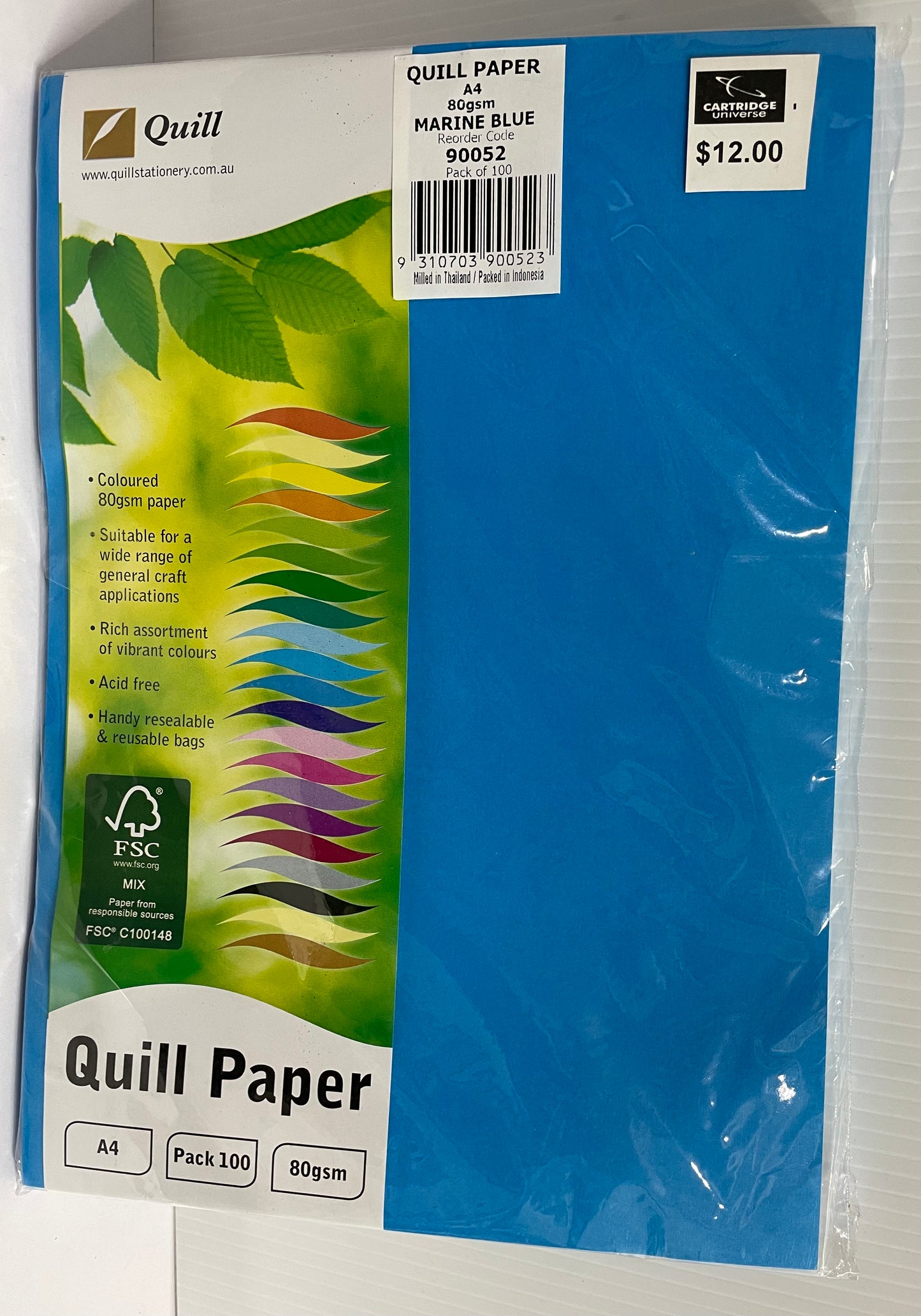 Paper 80gsm Quill A4 100 sheets - 80 gsm - Marine Blue